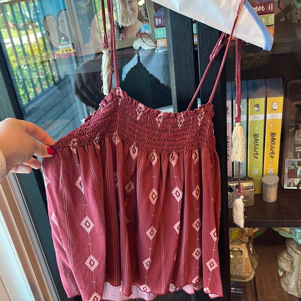 Bohemian Maroon Spaghetti Strap Top